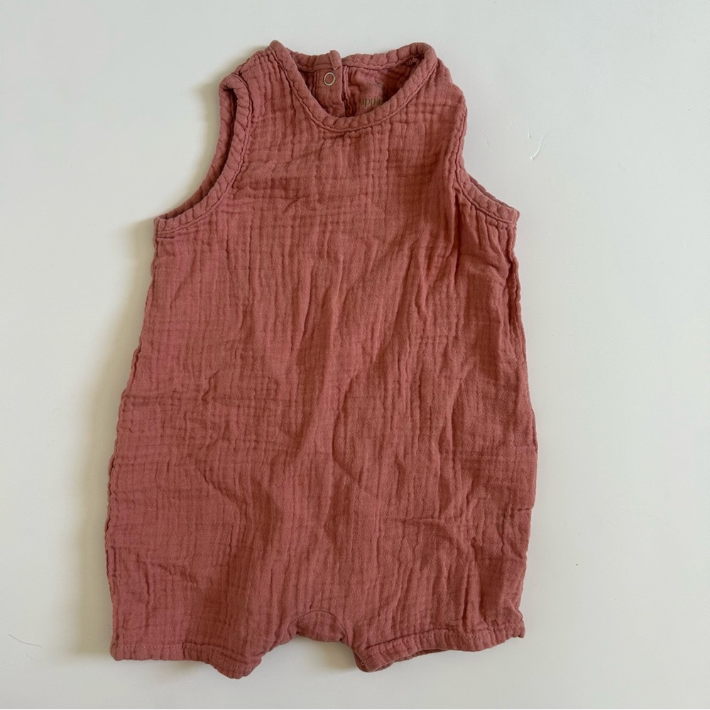 Apple Park Rust Muslin Sleeveless Coverall 6-12 months